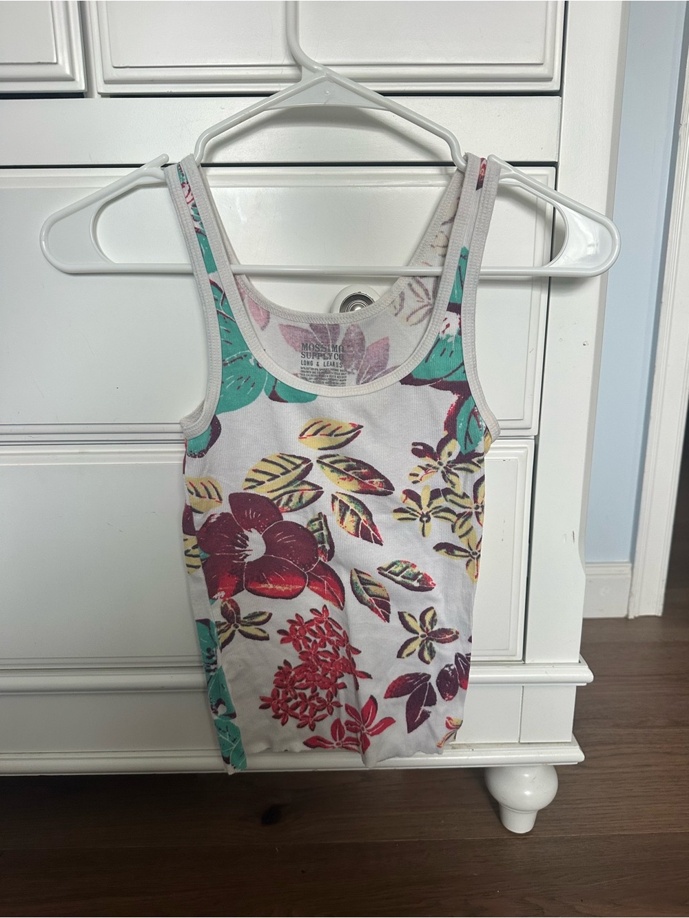 Mossimo Supply Co. White Tank Top with Multicolor Floral Print